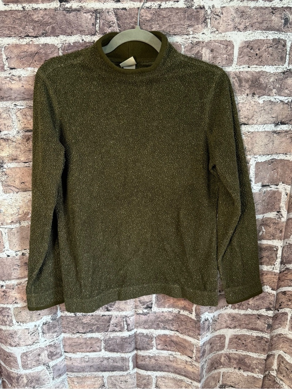L.L.Bean Womenβs XS Olive Green Sherpa Fleece Mock Neck Pullover